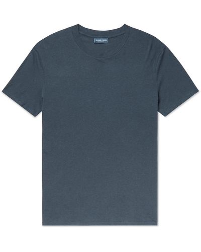 Frescobol Carioca Slim-fit Cotton And Linen-blend Jersey T-shirt - Blue