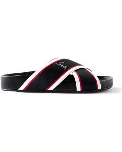 Christian Louboutin Striped Webbing Sandals - White