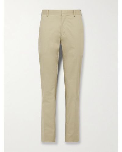 Brioni Pienza Slim-fit Straight-leg Cotton-blend Twill Trousers - Natural