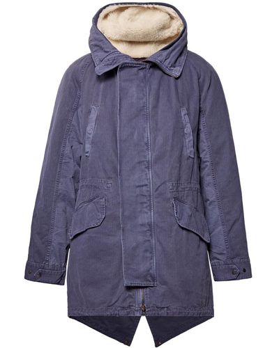 Yves Salomon Shearling-trimmed Cotton Hooded Parka With Detachable Down Lining - Blue