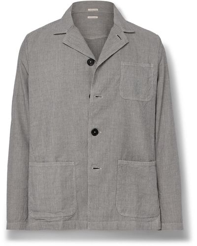 Massimo Alba Florida Convertible-collar Cotton And Linen-blend Overshirt - Gray