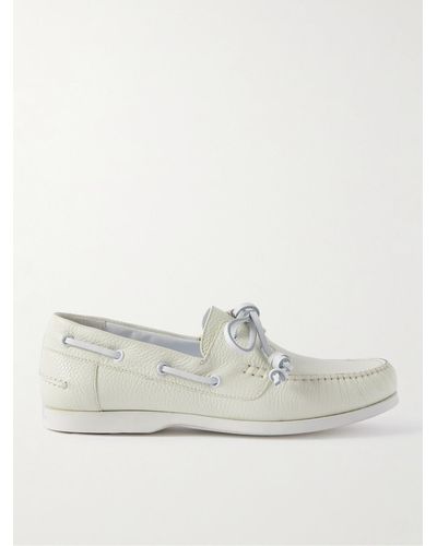 Manolo Blahnik Sidmouth Full-grain Leather Boat Shoes - White