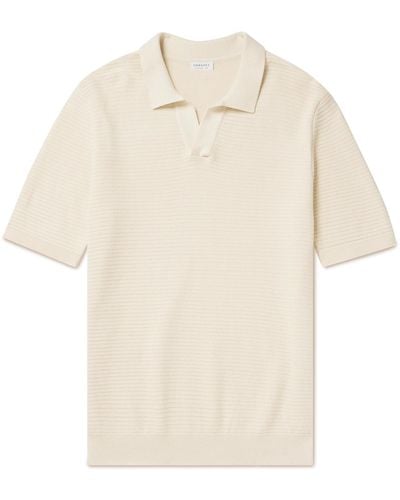 Sunspel Cotton Polo Shirt - Natural