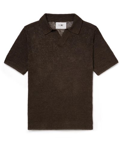 NN07 Bernhard Linen Polo Shirt - Brown