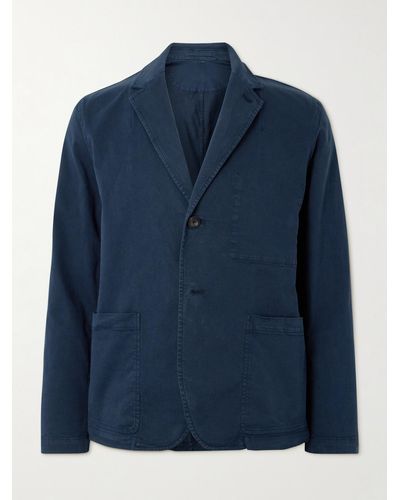 MR P. Garment-dyed Stretch-cotton Twill Blazer - Blue