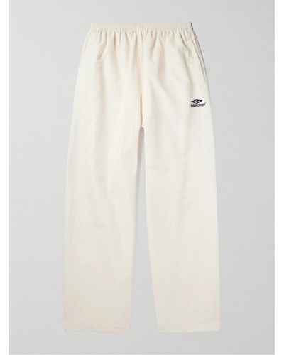Balenciaga Wide-leg Colour-block Cotton-blend Shell Track Trousers - Natural