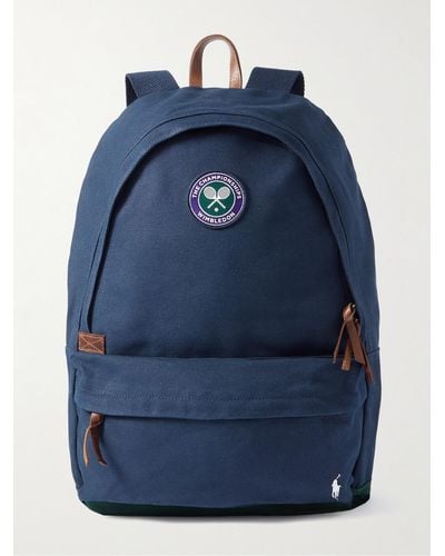 Polo Ralph Lauren Wimbledon Logo-appliquéd Leather-trimmed Canvas Backpack - Blue