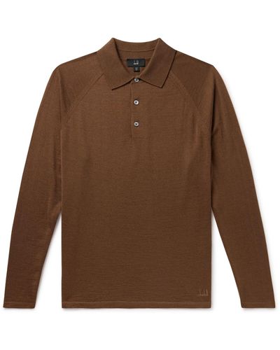 Dunhill Cashmere And Mulberry Silk-blend Polo Shirt - Brown