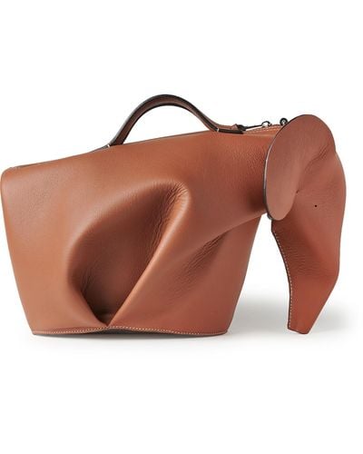 Loewe Elephant Leather Messenger Bag - Brown