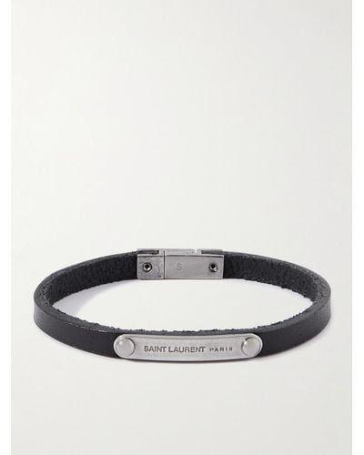 Saint Laurent Armband aus Leder und Palladium - Weiß