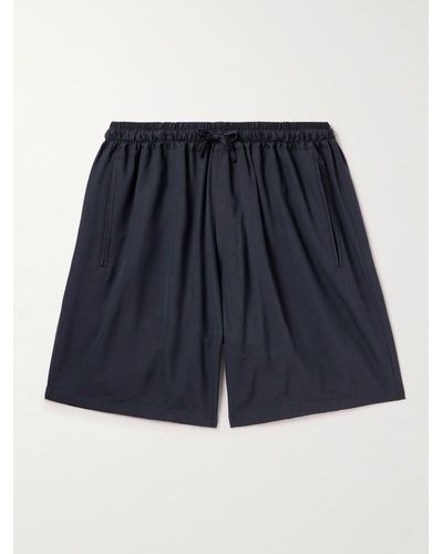 Umit Benan Wide-leg Silk Drawstring Shorts - Blue
