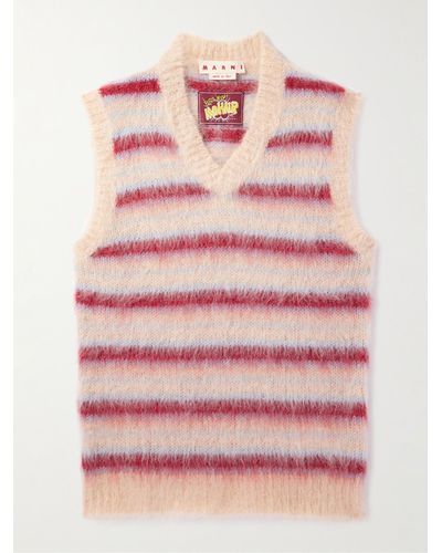 Marni Brushed Striped Mohair-blend Sweater Vest - Pink
