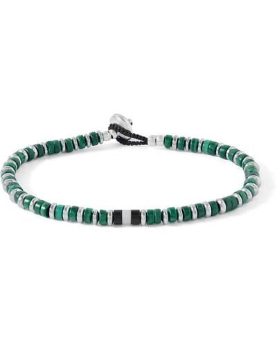 Mikia Heishi Silver Multi-stone Bracelet - Green