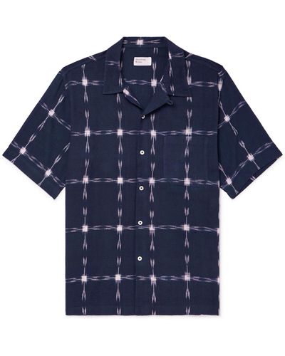 Universal Works Road Convertible-collar Indigo-dyed Cotton Shirt - Blue