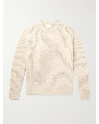 Allude Ribbed Cashmere And Silk-blend Jumper - Natural