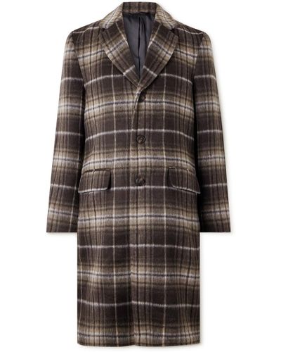 Saturdays NYC Morgan Checked Brushed Wool-blend Coat - Gray
