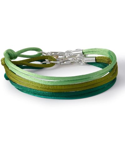 Rubinacci Set Of Three Silver And Silk Bracelets - Green