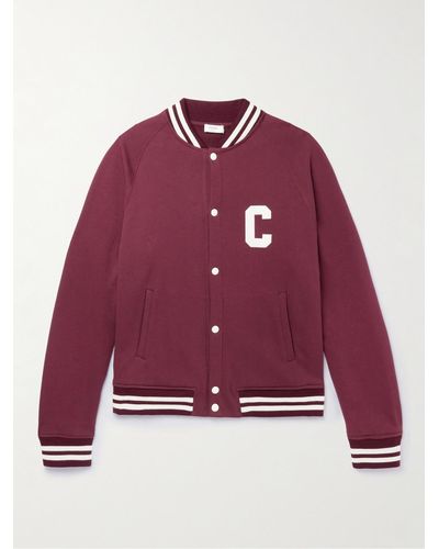 CELINE HOMME Logo-appliquéd Cotton-jersey Varsity Jacket - Red