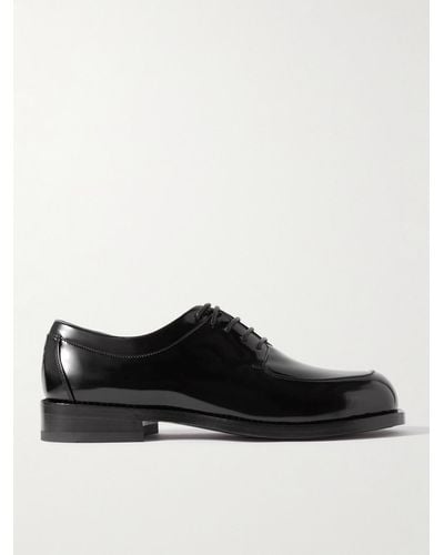 Ferragamo Diamond Glossed-leather Derby Shoes - Black