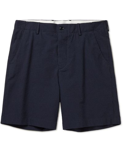 Boglioli Striped Cotton-seersucker Shorts - Black