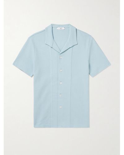 MR P. Hemd aus Baumwolle in Waffelstrick - Blau