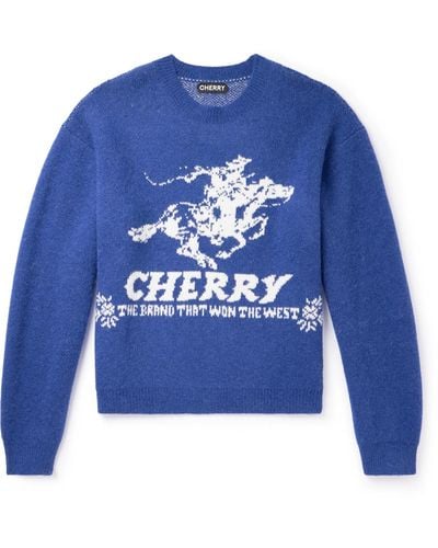 CHERRY LA Intarsia-knit Alpaca-blend Sweater - Blue