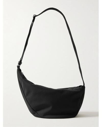The Row Slouchy Banana Two Leather-trimmed Canvas Belt Bag - Black