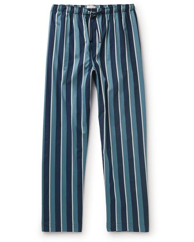 Derek Rose Royal 221 Straight-leg Striped Cotton-satin Pajama Pants - Blue
