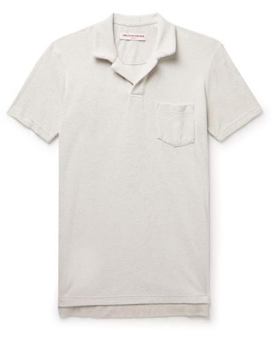 Orlebar Brown Slim-fit Camp-collar Cotton-terry Polo Shirt - White