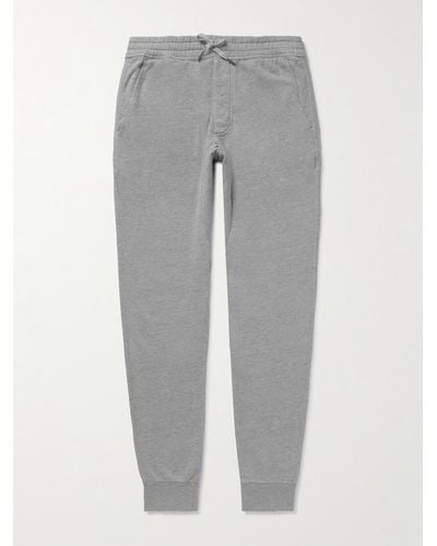 Tom Ford Tapered Brushed Cotton-blend Jersey Joggers - Grey