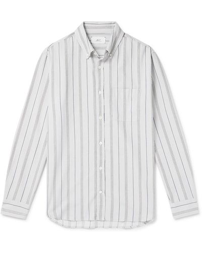 MR P. Button-down Collar Striped Cotton And Wool-blend Shirt - White