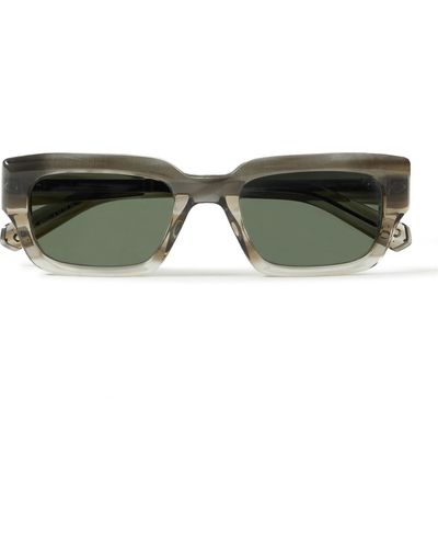 Mr. Leight Maverick S Rectangular-frame Acetate And Gunmetal-tone Sunglasses - Green