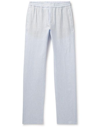 Loro Piana Gadd Straight-leg Striped Linen Pants - White