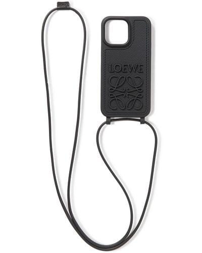 Loewe Logo-debossed Rubber Iphone 14 Pro Max Case With Lanyard - Black