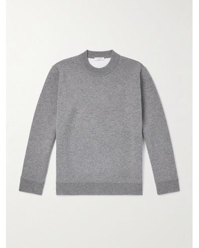Valentino Garavani Vlogo Logo-appliquéd Stretch-knit Sweater - Grey