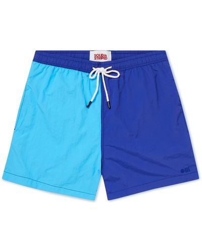 Solid & Striped The Classic Straight-leg Mid-length Colour-block Swim Shorts - Blue