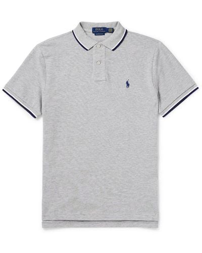 Polo Ralph Lauren Slim-fit Logo-embroidered Cotton-piqué Polo Shirt - Gray