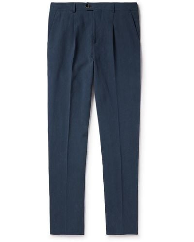 Brunello Cucinelli Slim-fit Pleated Linen Pants - Blue