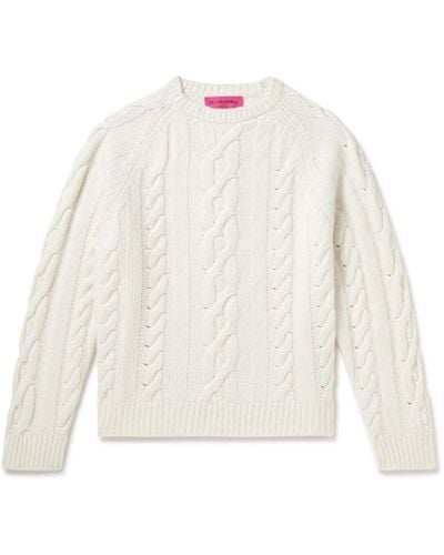 The Elder Statesman Cable-knit Cashmere And Cotton-blend Sweater - White