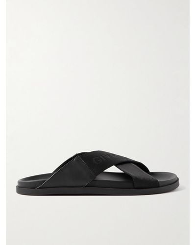 Givenchy G Plage Leather And Logo-jacquard Webbing Sandals - Black