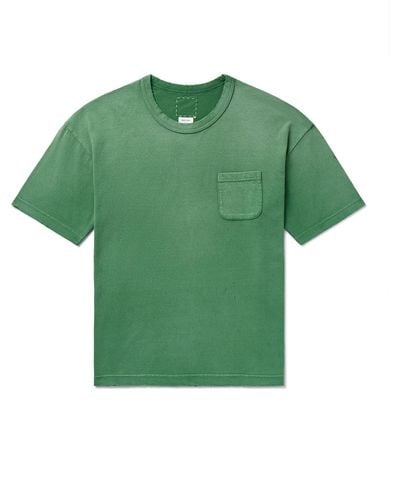 Visvim Jumbo Distressed Garment-dyed Cotton-jersey T-shirt - Green