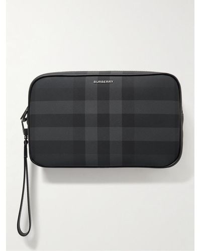 Burberry Checked Coated-canvas Pouch - Black