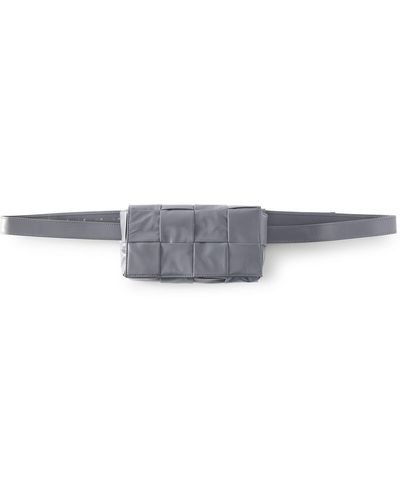 Bottega Veneta Cassette Mini Intrecciato Leather Belt Bag - Gray
