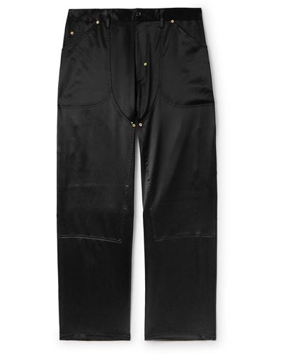 4SDESIGNS Utility Straight-leg Silk-satin Pants - Black