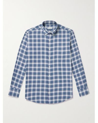 Peter Millar Seymour Button-down Collar Checked Cotton-twill Shirt - Blue