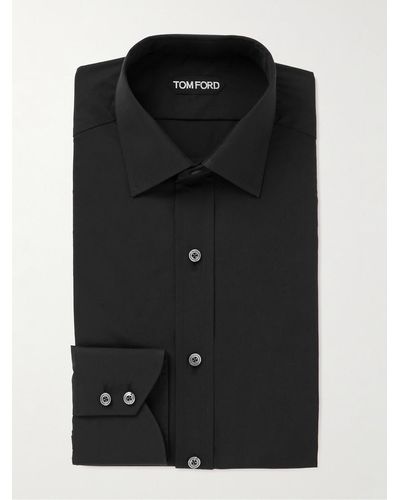 Tom Ford Schmal geschnittenes Hemd aus Baumwollpopeline - Schwarz