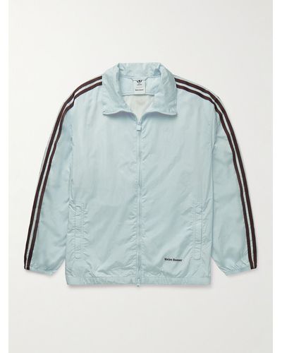 adidas Originals Wales Bonner Striped Crochet-trimmed Recycled-shell Track Jacket - Blue