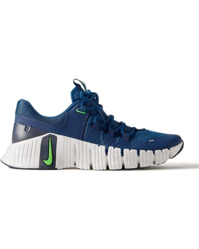 Nike Free Metcon 5 Rubber-trimmed Mesh Sneakers - Blue