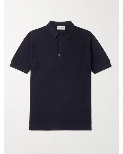 John Smedley Roth Slim-fit Sea Island Cotton-piqué Polo Shirt - Blue