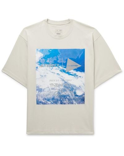 adidas Originals And Wander Terrex Printed Cotton-blend Jersey T-shirt - Blue